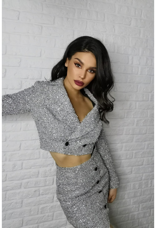 SILVER TWEED BLAZER
