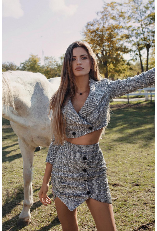 SILVER TWEED BLAZER