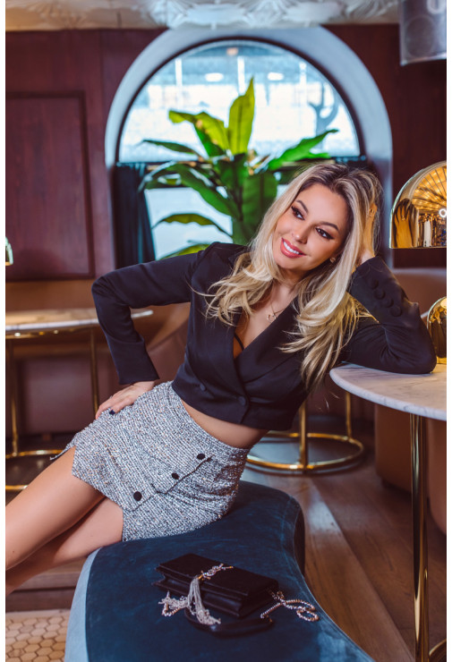 SILVER TWEED SKIRT