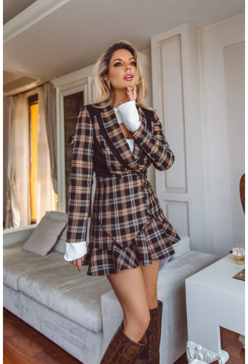 CHECKED BROWN SKIRT