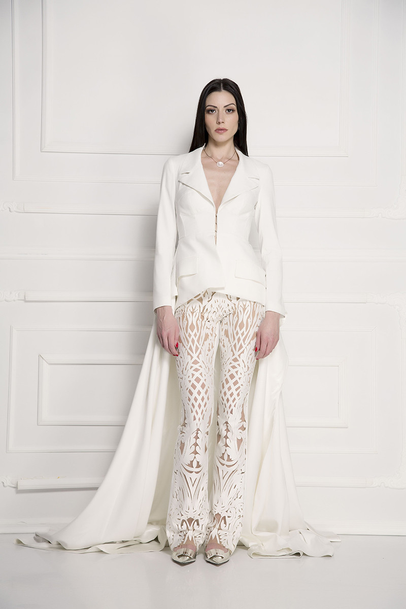 White corset gown blazer