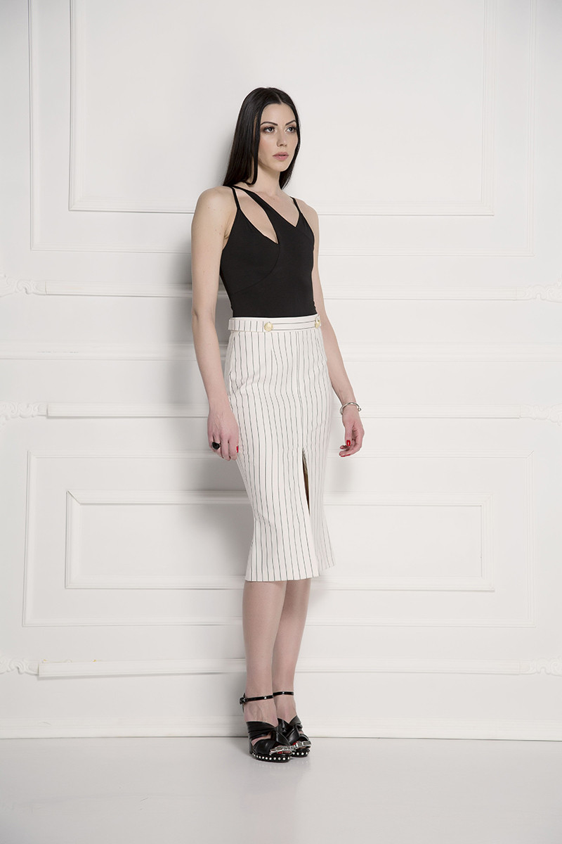 High waist stripe skirt