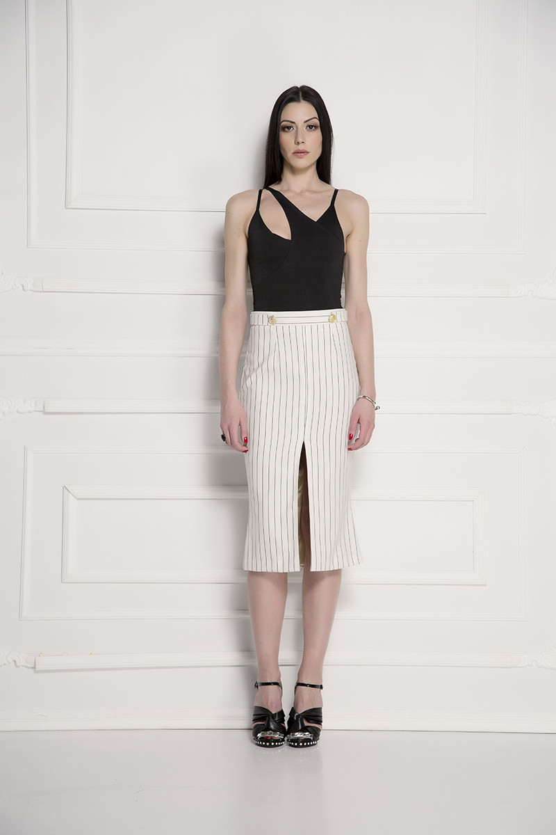 High waist stripe skirt