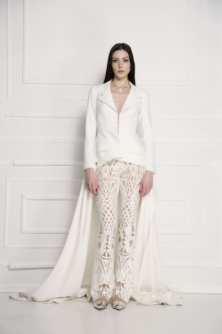 White corset gown blazer 