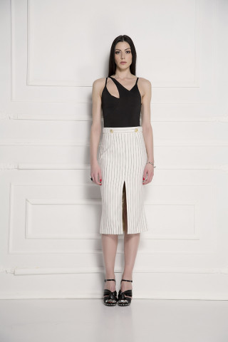 High waist stripe skirt