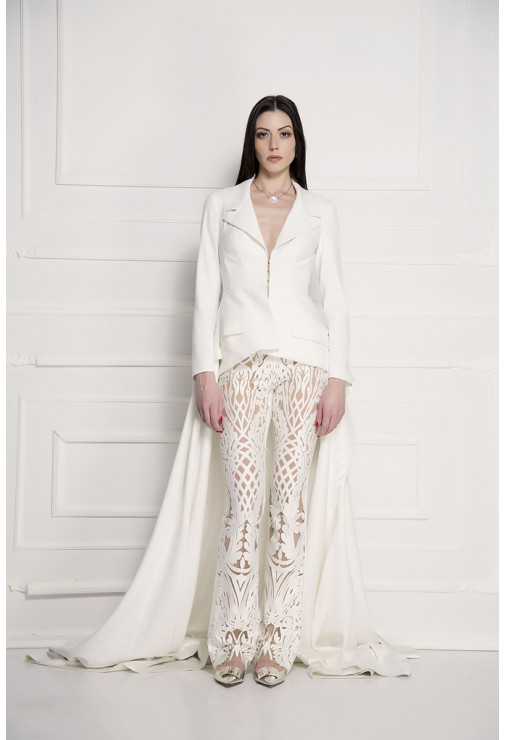 White corset gown blazer
