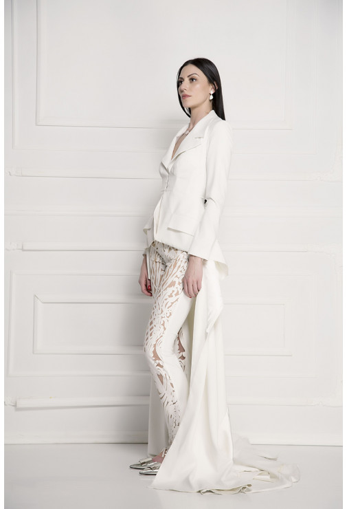 White corset gown blazer